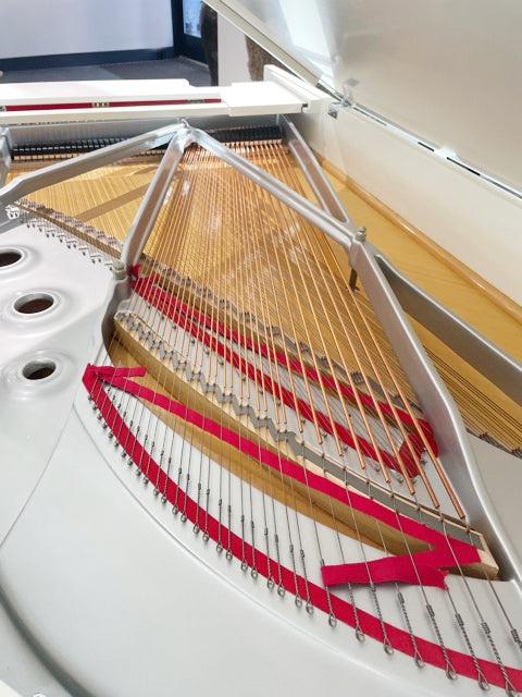 White Lacquer Steinway B With Custom Sterling Silver Frame and Hardware | Sold New in 2006