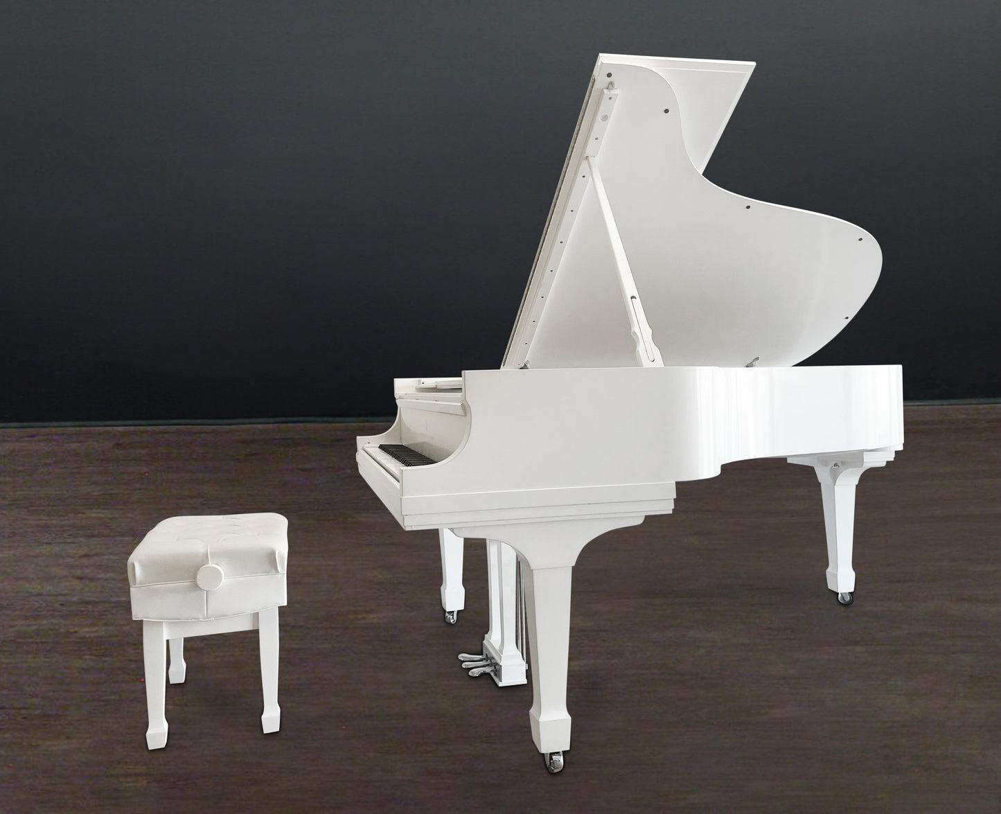 White Lacquer Steinway B With Custom Sterling Silver Frame and Hardware | Sold New in 2006