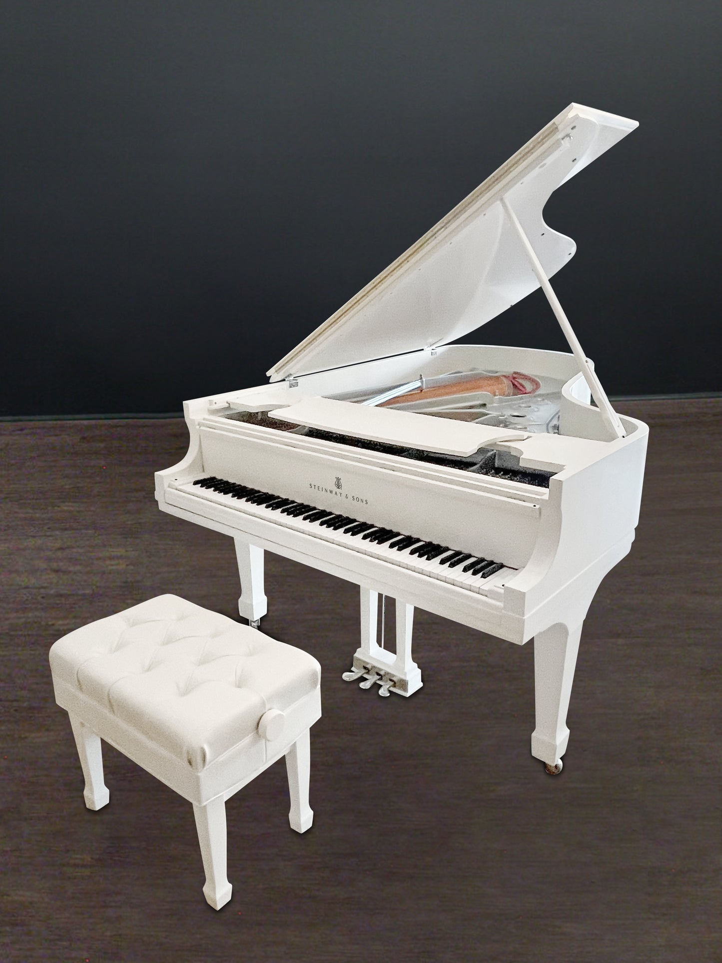 White Lacquer Steinway B With Custom Sterling Silver Frame and Hardware | Sold New in 2006