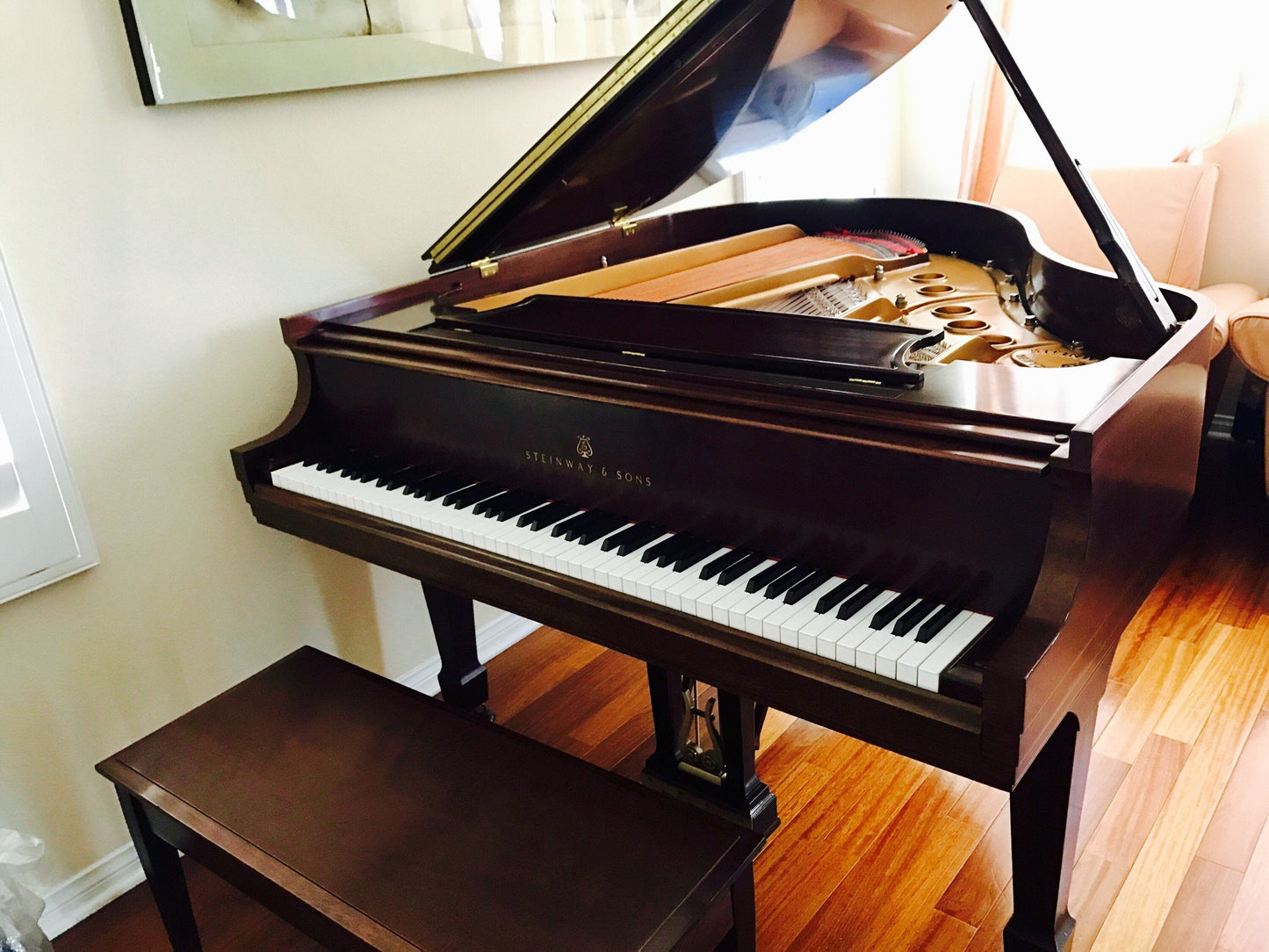 Steinway Model S Piano Crown Jewel African Pommele (Irvine, CA)
