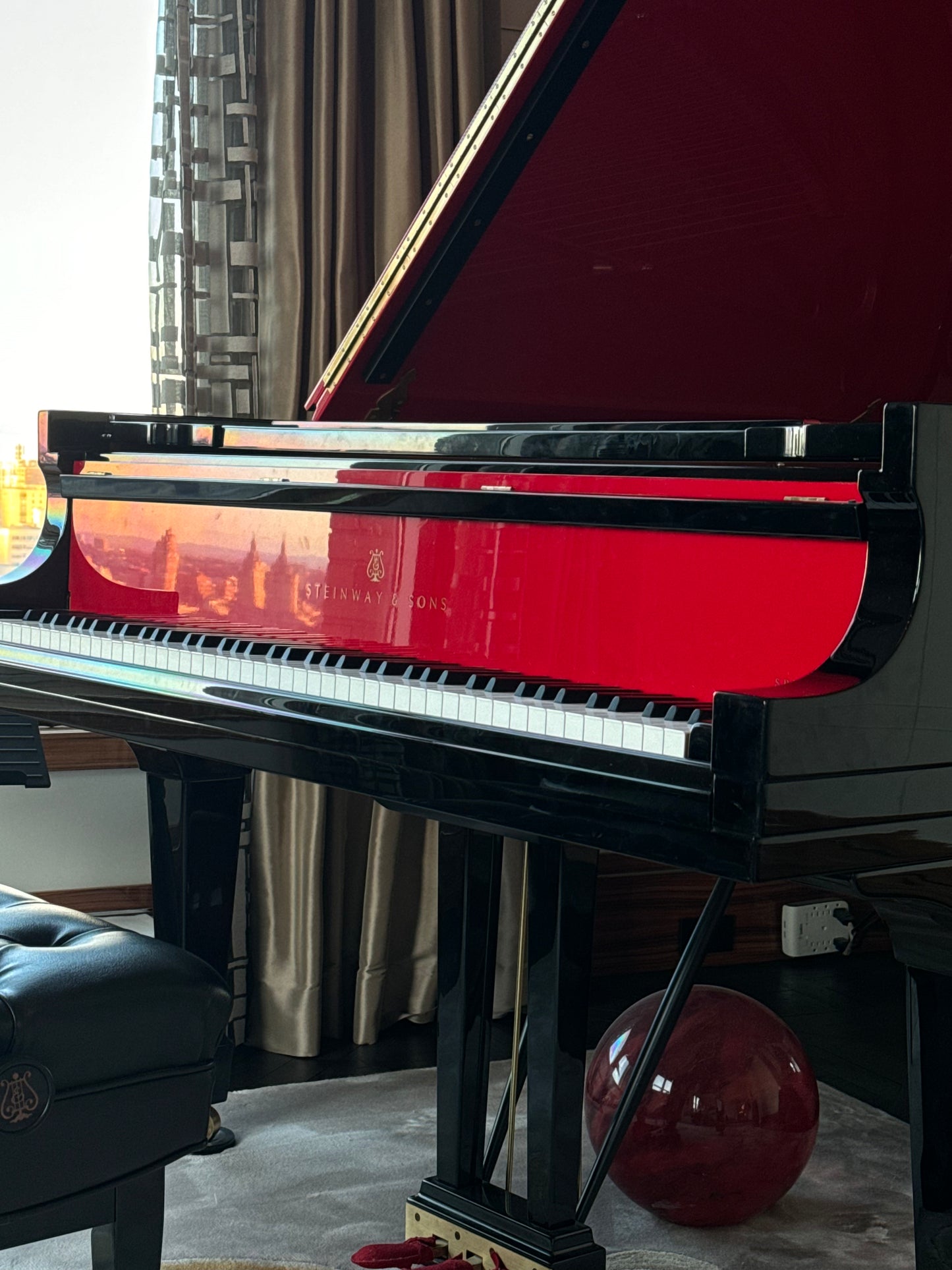 2017 Steinway Model B Spirio | Custom High Gloss Ebony and Red