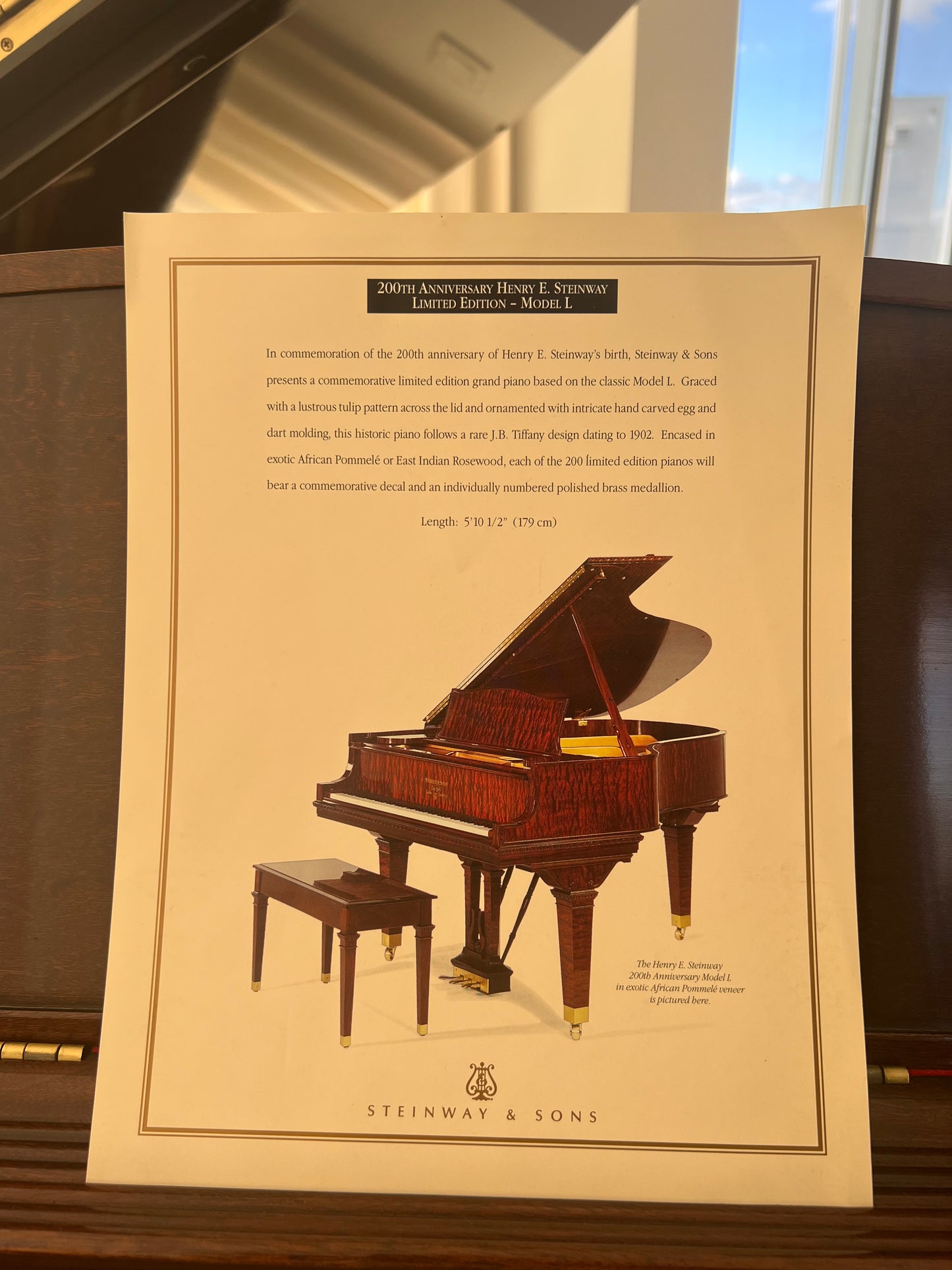 2000 Tiffany Steinway Limited Edition Grand Piano Model L | African Pommele